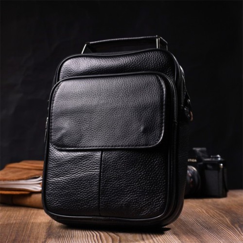 Сумка Vintage Месенджер з натуральної шкіри Чорна (21950)