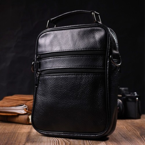 Сумка Vintage Месенджер з натуральної шкіри Чорна (21950)