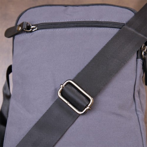 Сумка Vintage Текстильна чоловіча на два відділення Графітова (20659)