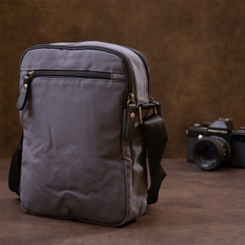 Сумка Vintage Текстильна чоловіча на два відділення Графітова (20659)