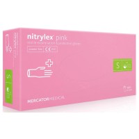 Медичні рукавички Mercator Medical Nitrylex Pink Нітрилові Неопудрені діагностичні Розмір S Рожеві 100 шт. (5906615035329)