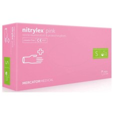 Медичні рукавички Mercator Medical Nitrylex Pink Нітрилові Неопудрені діагностичні Розмір S Рожеві 100 шт. (5906615035329)