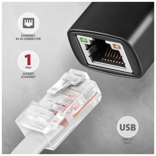 Перехідник USB-C to RJ45 Ethernet 1000Mbps black AXAGON (ADE-ARC)