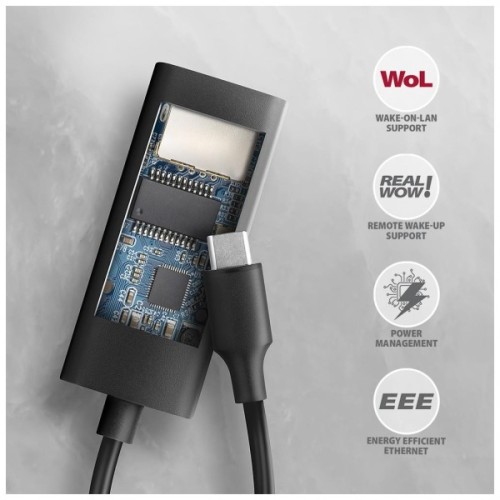 Перехідник USB-C to RJ45 Ethernet 1000Mbps black AXAGON (ADE-ARC)