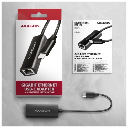 Перехідник USB-C to RJ45 Ethernet 1000Mbps black AXAGON (ADE-ARC)