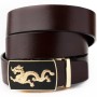 Ремінь Vintage Чоловічий золотий дракон Коричневий (20259)