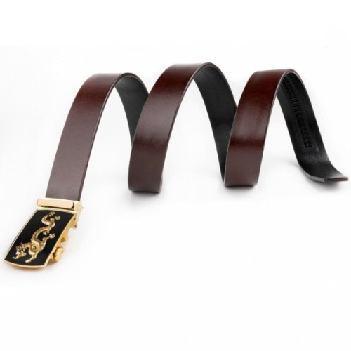 Ремінь Vintage Чоловічий золотий дракон Коричневий (20259)