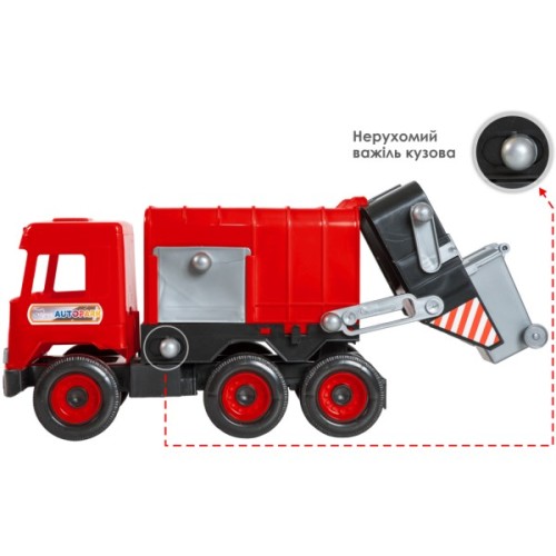 Спецтехніка Tigres Авто "Middle truck" сміттєвоз (червоний) в коробці (39488)