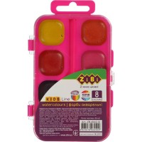 Акварельні фарби ZiBi KIDS Line водорозчинні, 8 кольорів, рожева (ZB.6542-12)