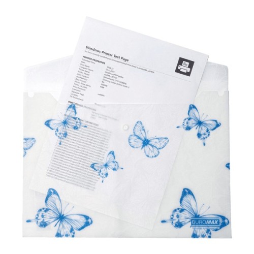 Папка - конверт Buromax А4 на кнопці, BUTTERFLY ARABESKI, напівпрозора, біла перламутрова (BM.3943-31)