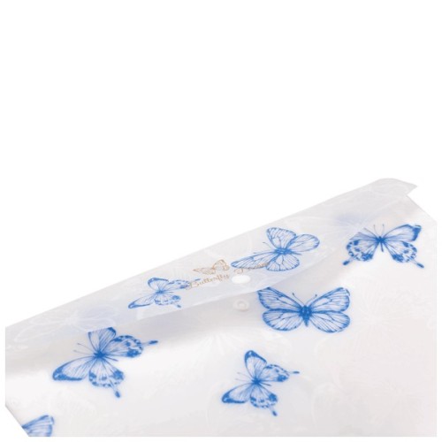 Папка - конверт Buromax А4 на кнопці, BUTTERFLY ARABESKI, напівпрозора, біла перламутрова (BM.3943-31)