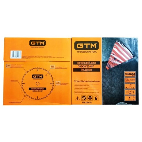 Диск пильний GTM 305×30мм, 48 зубів, по дереву (SBW-30548)