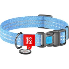 Нашийник для тварин WAUDOG Re-cotton з QR паспортом світловідбивний Ш 25 мм Д 33-49 см блакитний (02922)