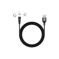 Дата кабель USB 2.0 AM to Lightning + Micro 5P + USB-C 1.0m Magnetic ColorWay (CW-CBUU038-BK)