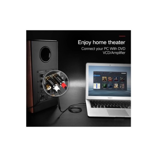 Кабель мультимедійний 3.5mm M to 2xRCA M 1.0m AV116 black Ugreen (10749)