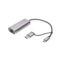 Перехідник USB-C + USB 3.0 to RJ45 2500Mbps Ethernet Digitus (DN-3028)