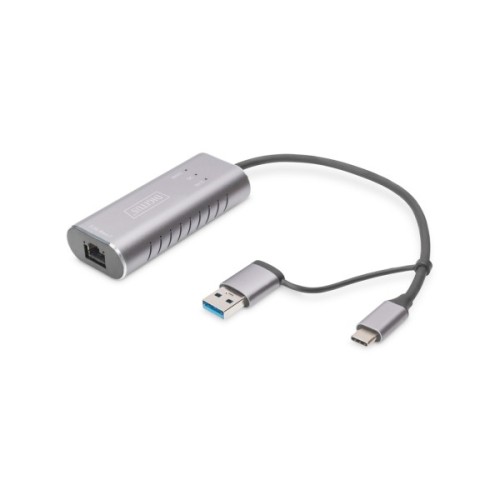 Перехідник USB-C + USB 3.0 to RJ45 2500Mbps Ethernet Digitus (DN-3028)