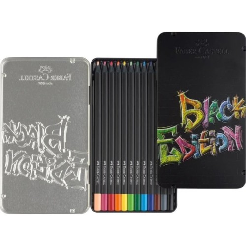 Олівці кольорові Faber-Castell Black Edition tincolour pencils, тригранні, чорне дерево, 12 кольорів (116413) (32087)