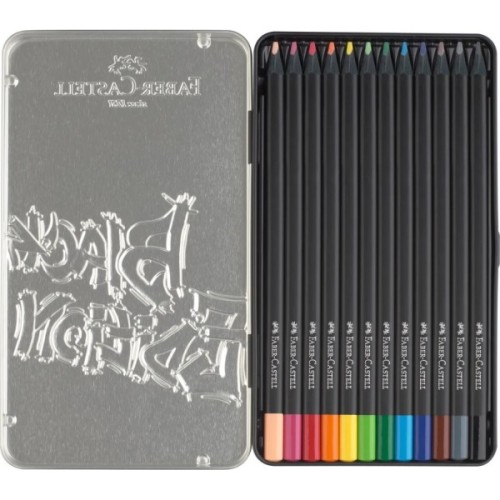 Олівці кольорові Faber-Castell Black Edition tincolour pencils, тригранні, чорне дерево, 12 кольорів (116413) (32087)