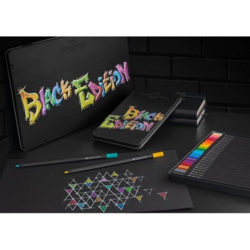 Олівці кольорові Faber-Castell Black Edition tincolour pencils, тригранні, чорне дерево, 12 кольорів (116413) (32087)