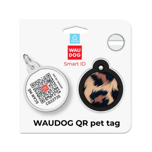Адресник для тварин WAUDOG Smart ID з QR паспортом "Леопард", коло 30 мм (230-4066)