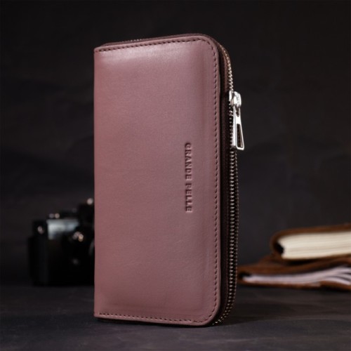 Портмоне Grande Pelle З натуральної шкіри Пудрове (16797)