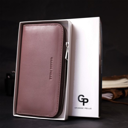 Портмоне Grande Pelle З натуральної шкіри Пудрове (16797)
