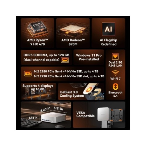 Комп'ютер Geekom A9 MAX / Ryzen AI 9 HX 470, 32, 1TB, Radeon 890M, WIN11 P (GMA9MAXRAI9HX470-321T-EU)