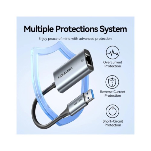 Перехідник USB-C + USB A to RJ45 Ethernet 1000Mbps 0.15m aluminum gray Vention (CFQHB)