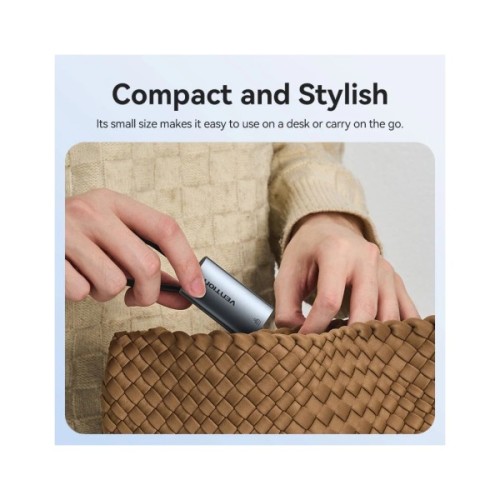 Перехідник USB-C + USB A to RJ45 Ethernet 1000Mbps 0.15m aluminum gray Vention (CFQHB)