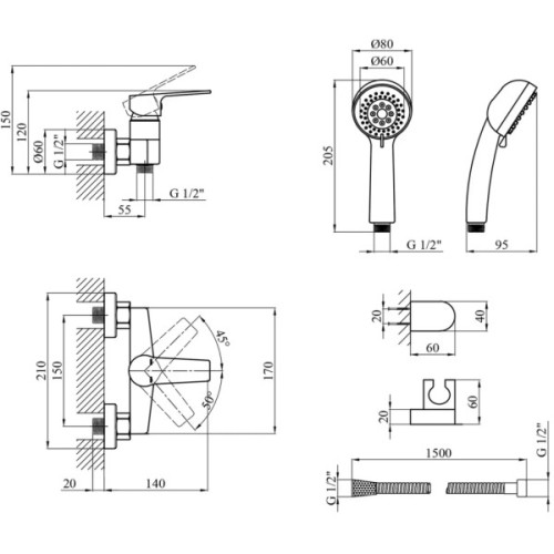 Душовий гарнітур Kroner Hagen-C050 (CV032256)