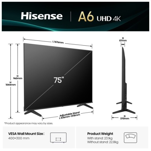 Телевізор Hisense 75A6Q