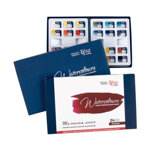 Акварельні фарби Rosa Gallery Modern 24 кольри по 2,5 мл (4823098541127)