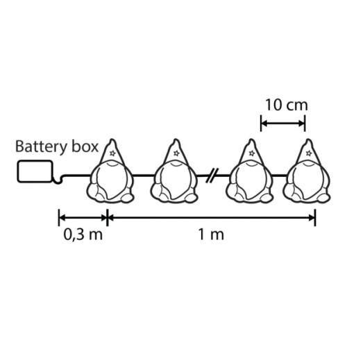 Гірлянда Luca Lighting Санта, струна, 1,3 м, класична біла, 10 LED 2AA, таймер (8720967822850)