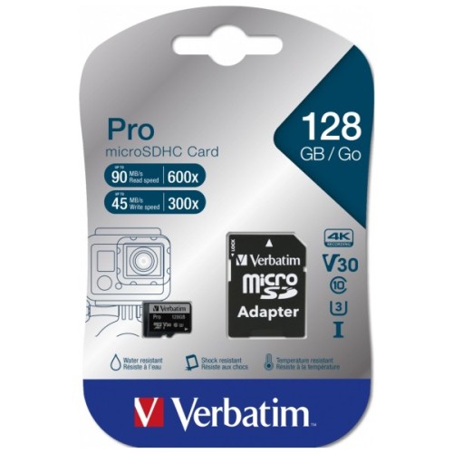 Карта пам'яті Verbatim 128GB microSDXC class 10 UHS-I PRO (47044)