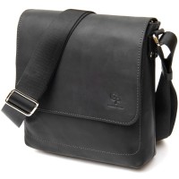 Сумка Grande Pelle Шкіряна чоловіча Чорна (11431)