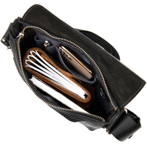 Сумка Grande Pelle Шкіряна чоловіча Чорна (11431)