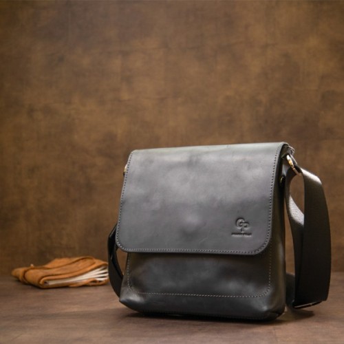 Сумка Grande Pelle Шкіряна чоловіча Чорна (11431)