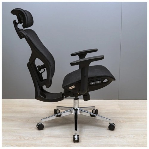 Офісне крісло Richman Ергостар Хром Synchro Сітка Чорне (R00000052543)