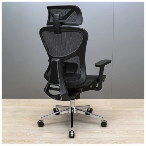 Офісне крісло Richman Ергостар Хром Synchro Сітка Чорне (R00000052543)