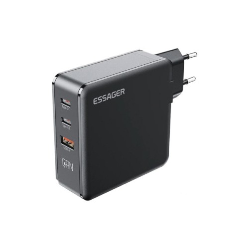 Зарядний пристрій Essager 2xUSB-C + 1xUSB 140W GaN (ECT2CA-ZCB01-Z)