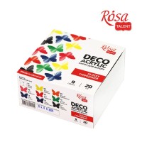 Акрилові фарби Rosa для декору глянсові 9 кол по 20 мл (4823098511144)