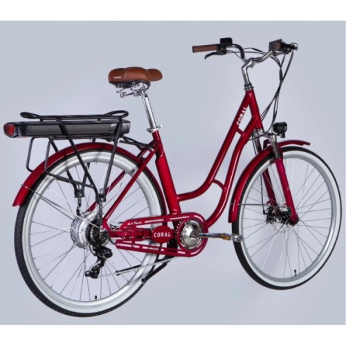 Електровелосипед Dorozhnik 28" eCORAL DD FR рама-19" 48B 13А*г 500Вт 2026 рубіновий (ELB-D-28-117)