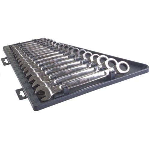 Ключ Milwaukee MAX BITE рожково-накидний з тріскачкою, 15шт, 8-22мм (4932464994)