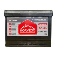 Акумулятор автомобільний NORVEGO ВЕСТА Premium 65A +прав (0) (640 пуск)