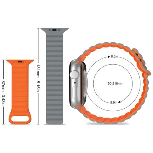 Ремінець до смарт-годинника Drobak Silicone Magnetic Link для Apple Watch All Series Ultra 2 49/45/44/42mm Starlight orange (898931)