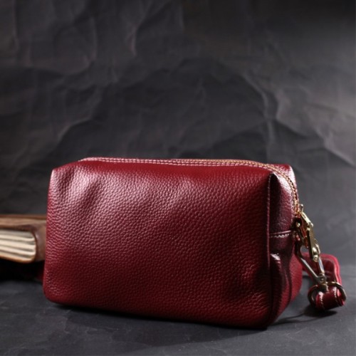 Сумка Vintage Жіноча з двома ременями з натуральної шкіри Бордова (22274)