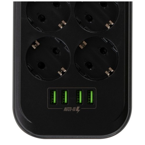 Мережевий фільтр живлення ColorWay CW-CHE64B, 6 розеток/4USB Black (CW-CHE64B)