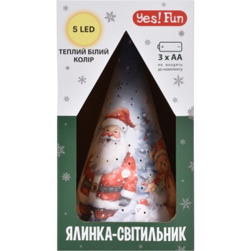 Прикраса декоративна YES! Fun Ялинка-світильник картон LED 22 см (801217)