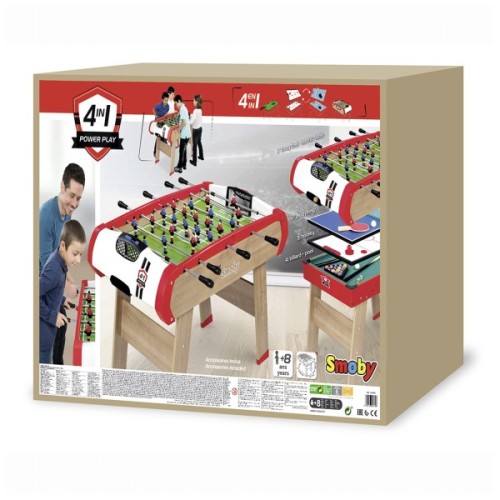 Настільний футбол Smoby Дерев'яний багатофункціональний стіл Павер Плей 4 в 1 (7600640002)